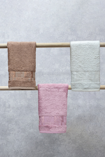 Class Bamboo 3-Piece 30 X 50 Cm Kitchen Towels Brown - Dried Rose - Cream