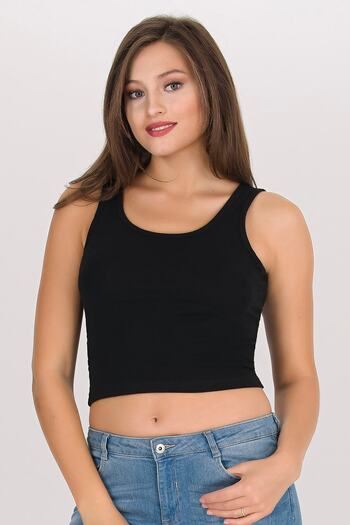 Sensu Women's Black Thick Strap Crop Bustier - Bst1005