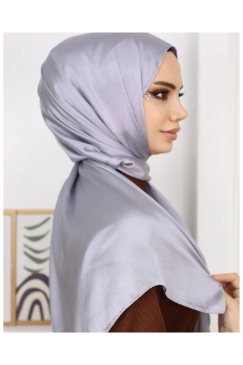 Trablus Janjan Shiny Satin Textured Hijab Evening Dress Chiffon Shawl