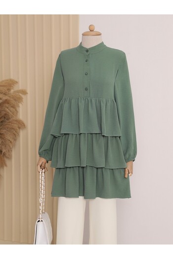 Modamorfo Half Buttoned 3 Layer Ayrobin Tunic