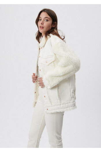Mavi Destiny Sherpa White Gold Icon Jean Jacket 110555-80665