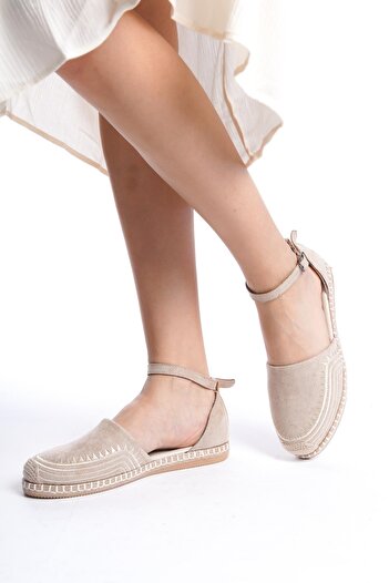 HVZ Exclusive Kadın Nakışlı Espadril Hasır Taban Etnik