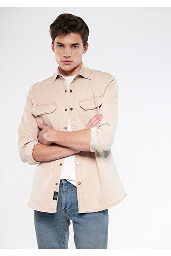 Mavi Kahverengi Denim Gömlek Regular Fit / Normal Kesim 0210480-70304
