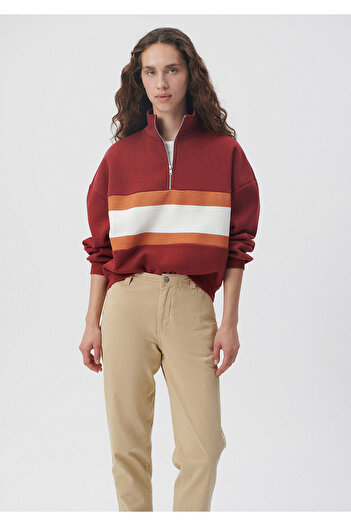 Mavi Half Zipper Claret Red Sweatshirt 1611960-85465