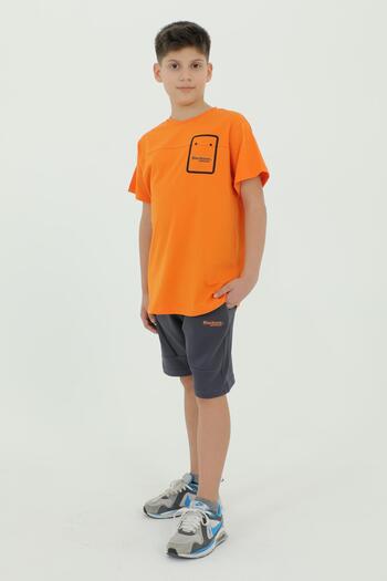 Black One Boy's Crew Neck Printed T-Shirt and Shorts Set