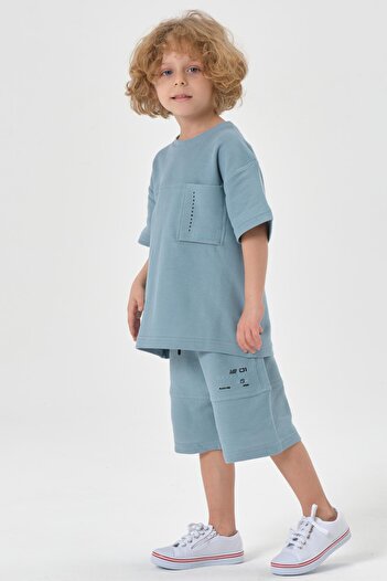 Black One Boy's Shorts Crew Neck Top Set