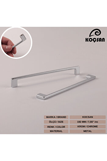 KOÇSAN Mâner delicat cromat de 192 mm Mâner de lux pentru mobilier de bucătărie de țară Mâner de sertar dulap