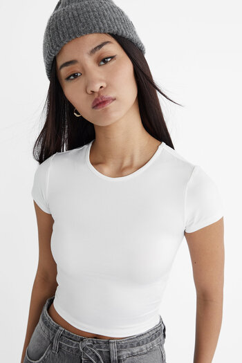 Stradivarius Basic poliamid t-shirt