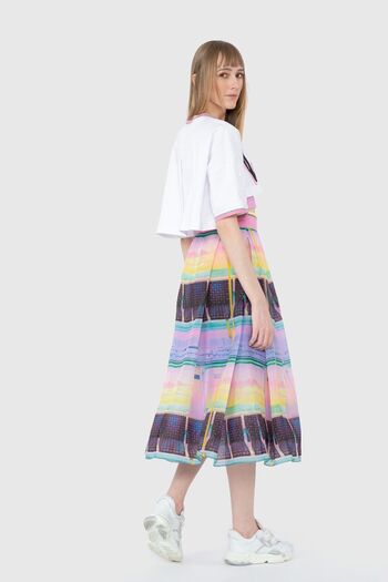 GIZIA SPORT Printed Oversize White Crop
