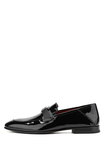 Tamer Tanca Men's Genuine Leather Black Patent Leather Loafers