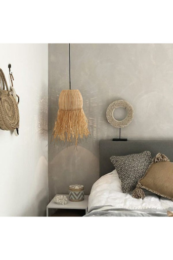 mammoly Raffia Bohemian Rustic Jute Wicker Bamboo Chandelier