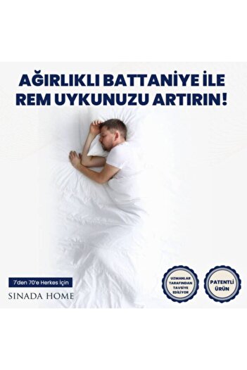 Sinada Ağırlıklı Battaniye Çift Kişilik Yorgan 10 Kg Mavi 200x220 %100 Pamuk 4 Mevsim Kullanılabilir