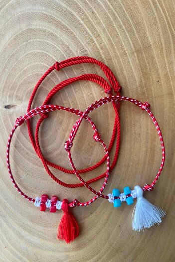 Shepidi 4-Piece marteniçka bead tassel red string lucky bracelet
