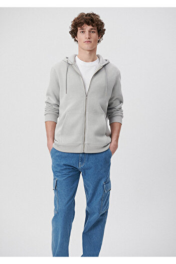 Mavi Gray Hooded Basic Sweatshirt - BLUE0610061-70075