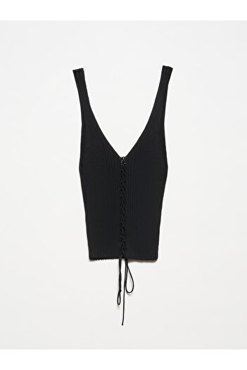Dilvin 10362 United Front Lace-up Knitwear Undershirt-Black