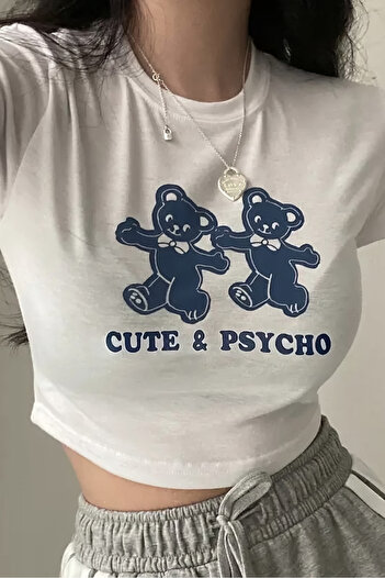 EFBUTİK White Cute & Psycho Crop