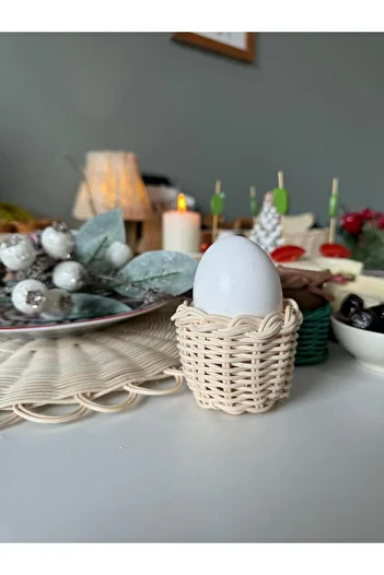 Maison Avf 2-Piece Rattan Bohemian Bamboo Egg Holder - Presentation and Breakfast Set