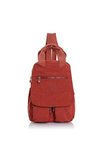 Getcho Varena Women's Orange Backpack Multi-Eye Waterproof Daily Cloth Fabric Large Bag with Laptop Compartment
