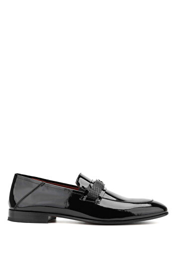 Tamer Tanca Men's Genuine Leather Black Patent Leather Loafers