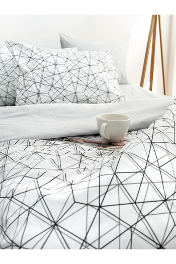 CAQQA Geo v2 Double Sheet Elastic Cotton Duvet Cover Set