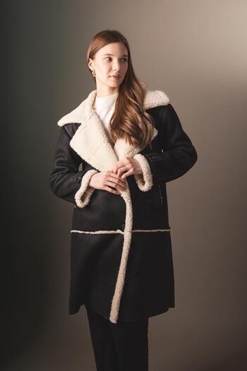 DeFacto Regular Fit Plush Lining Suede Coat Parka A1305ax23wn