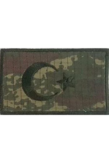 Sim Nakış Cırt Bantlı Turkey Türkiye Türk Bayrakları Askeri Nakış Işleme Arma Patch Peç 5x8 Cm Kamuflaj Haki