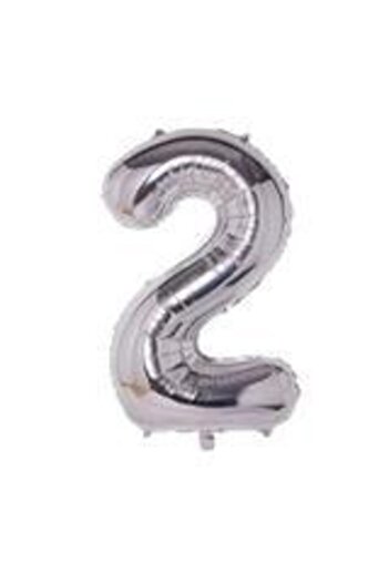 Deniz Party Store 34" Inch 76-80 Cm ( 2 ) Two Number Foil Balloon Silver