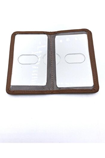 Karalı Deri Black Genuine Leather Folded Tan Unisex Card Holder Krl107-03t