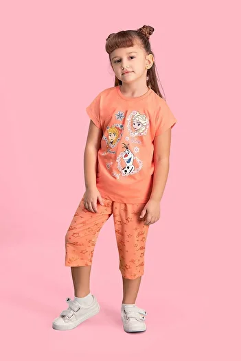 Frozen Frozen Elsa - Frozen Licensed Yavruağzı Girl's Capri Set