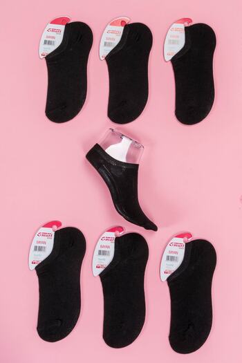 Line Smart 6-Piece Women's Cotton Summer Snekers Black Socks
