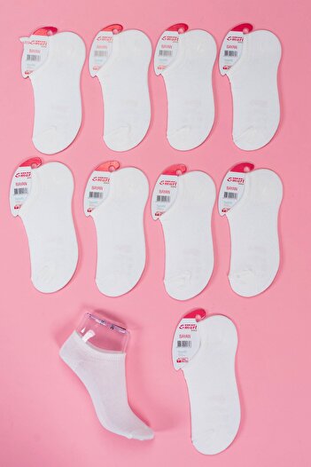 Line Smart 9 Pcs Women's Cotton Summer Snekers White Socks