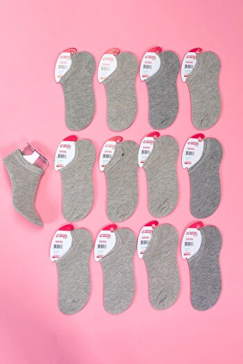 Line Smart Pack of 12 Women's Cotton Summer Snekers Gray Socks