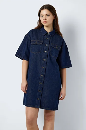 Noisy May NMKINNA L/S OVERSIZED DENIM DRESS DB