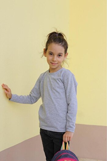 Çiggo Kids Unisex Crew Neck Basic Long Sleeve Children's T-shirt (4-13) Ages
