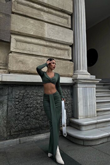 Eka Γυναικεία Πράσινη Φούστα Crop 0999-24016
