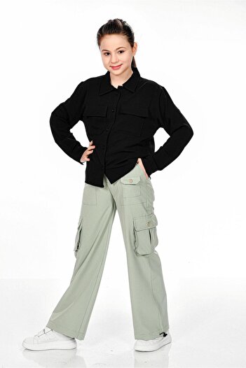 RAMON&ARTOS Pocketed Palazzo Parachute Leg Clip Elastic Adjustable Girl's Trousers