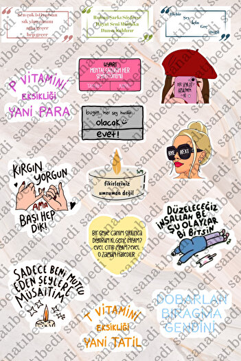 sanatıbedi Motto Themed Agenda Laptop Tablet Notebook Sticker Set