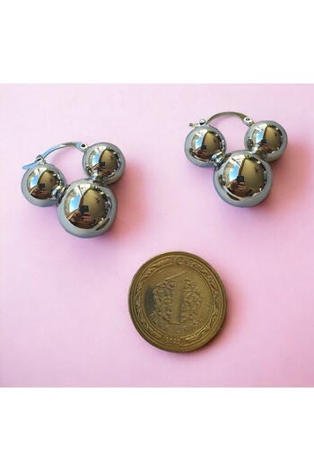merni Mickey Earrings - Steel and Silver Color