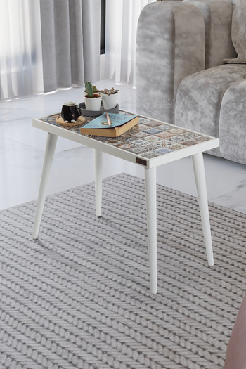 bluecape Esperanza 62x32cm Doğal Masif Seramik Zigon Yan Sehpa