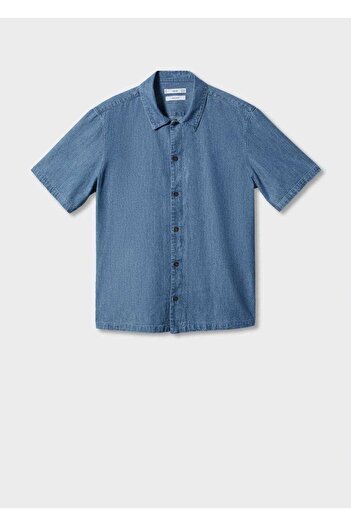 MANGO Man %100 pamuklu chambray gömlek