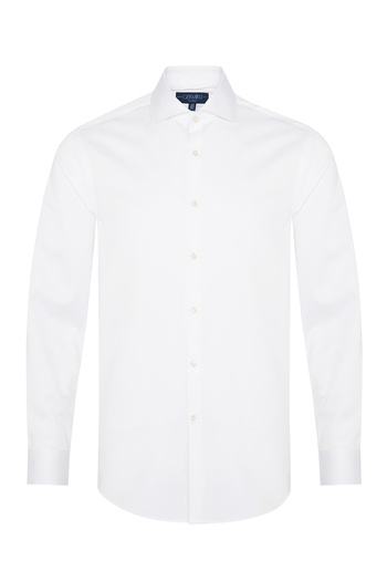 Germirli Non Iron White Satin Tailor Fit Italian Collar Shirt