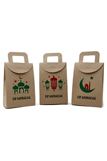 repro design 10 x 15 см, 3 штуки, з надрукованим написом «Eid Mubarak», порожні серветки, цукерки, кишенькові гроші, подарункова коробка, подарунковий пакет