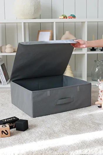 REKHOME Gray Covered In-Cabinet Laundry Toy Organizer Folding Storage Box Storage Bag 48x40x19