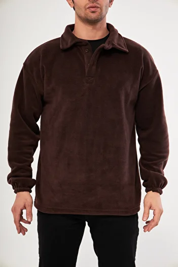 GHASSY CO. Ghassy Co. Men's Oversize Adjustable Waist Elastic Shirt Collar Fleece Sweatshirt