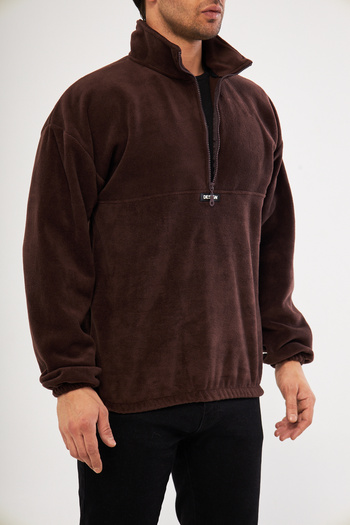 GHASSY CO. Ghassy Co. Men's Oversize Regular Stand Collar Half Zipper Fleece Sweatshirt