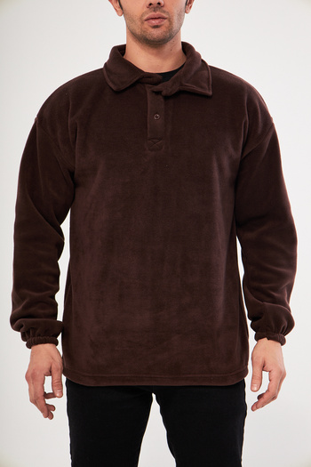GHASSY CO. Ghassy Co. Men's Oversize Adjustable Waist Elastic Shirt Collar Fleece Sweatshirt