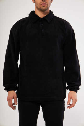 GHASSY CO. Ghassy Co. Men's Oversize Adjustable Waist Elastic Shirt Collar Fleece Sweatshirt