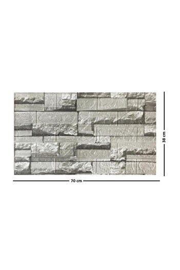 Renkli Duvarlar 70x38cm (0,26 M2)kendinden Yapışkanlı 3 Boyutlu Yığma Tuğla Gri Duvar Kağıdı Paneli Nw115