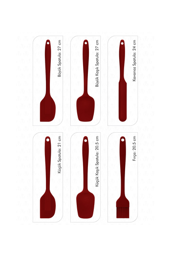 Carat Home Isıya Dayanıklı Yanmaz Yapışmaz Silikon Spatula Seti 6 Parça Siyah