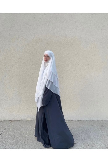 SAVANNAHSTAR Σάλι σιφόν σουφλέ khimar έτοιμο με πέπλο τέσσερις κορδόνια